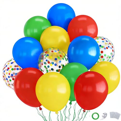 Image of Red Yellow Blue Balloons, 70-Pack Colorful Balloons Curious George birthday