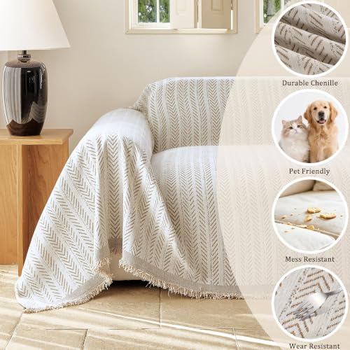 VOIR Couch Cover Washable Loveseat Chenille Sofa Slipcover, Vintage Toffee - image 2