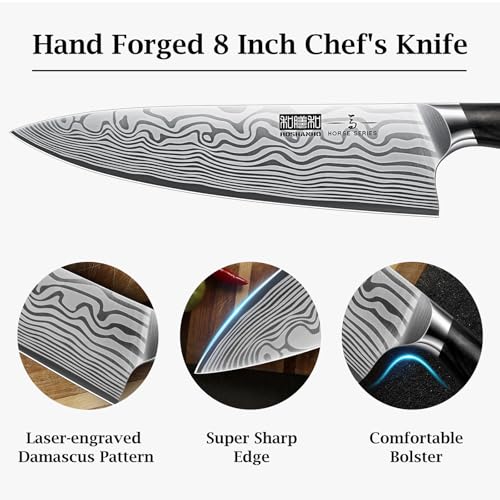 HOSHANHO Chef Knife 8 Inch, Ultra Sharp German High Carbon Stainless Steel Kitchen Knife, Professional Japanese Chef's Knife with Ergonomic Pakkawood Handle - Image 3
