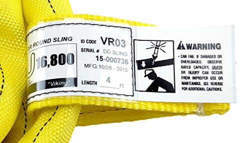 Usa Made Vr3 X 4' Yellow Slings 4'-30' Lengths In Listing, Double Ply Cover Endless Round Poly Lifting Slings, 8,400 Lbs Vert, 6,720 Lbs Choker, 16,800 Lbs Basket (Usa Poly)(Vr3 X 4 Ft) #TOP1