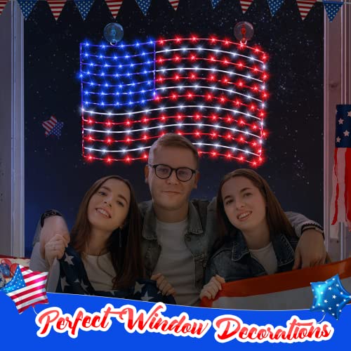 4Th Of July American Flag Window Lights, 16.6 Inch 155 Led Patriotic Decor Red White And Blue Lights With 8 Modes Timer Remote, Independence Day Memorial Day Wall Window Decorations For Home Party #TOP6