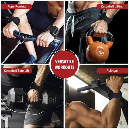 Image of INDIAHUNK Weight Lifting Grips (Pair) for Heavy Powerlifting, Deadlifts, Rows & Pull Ups - Neoprene Padded Wrist Wrap Support with Strong Rubber Grips, Bodybuilding Straps, Free Grip Pouch ( Purple)