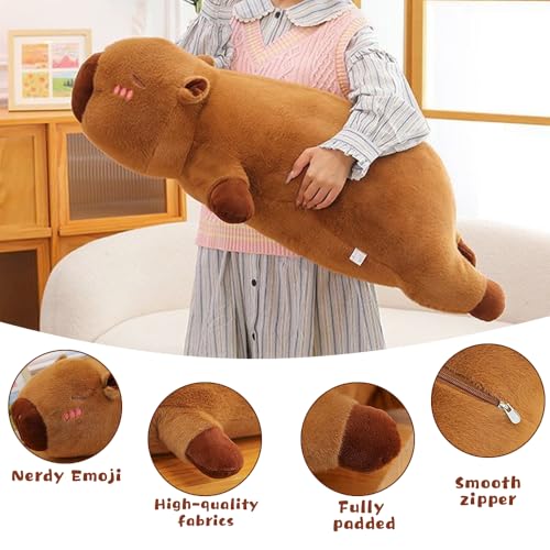 Capybara Plüschtier, 50cm Capybara Langes Kissen Riesen Niedliche capybara Kuscheltier Capybar-a Plushies Puppen CapybaraPlüsch Kissen Lang Super Weiche Gefüllte Spielzeug Plüsch für Familie Home Deko