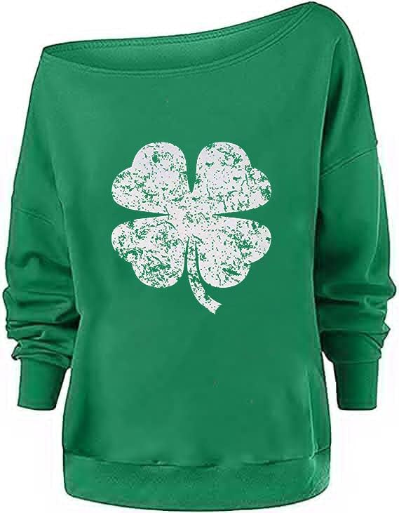 Women Off Shoulder Sweater Fleeced Long Sleeve Oversize Sweatshirt Blouse