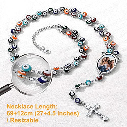 Collier chapelet personnalisé avec photo et prénom en acier inoxydable pour femme - 6
