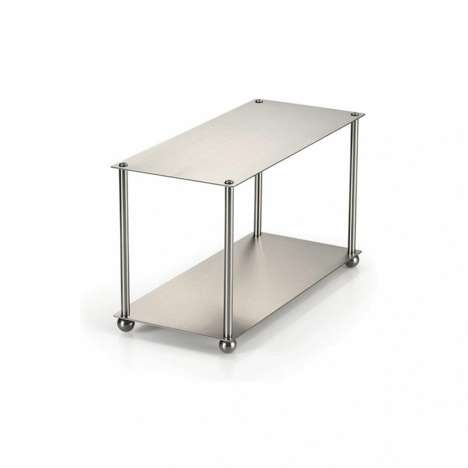 Desktop Storage Rack Stainless Steel Desk Organizer Shelf Brushed Metal Desktop Organizer Shelf for Vanity, Lavatory, Coffee Corner Double Layer-image-35