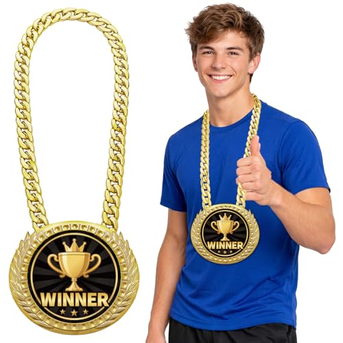 Tondiamo Sports MVP Turnover Chain Medal 6" Big Gold Award, Winner