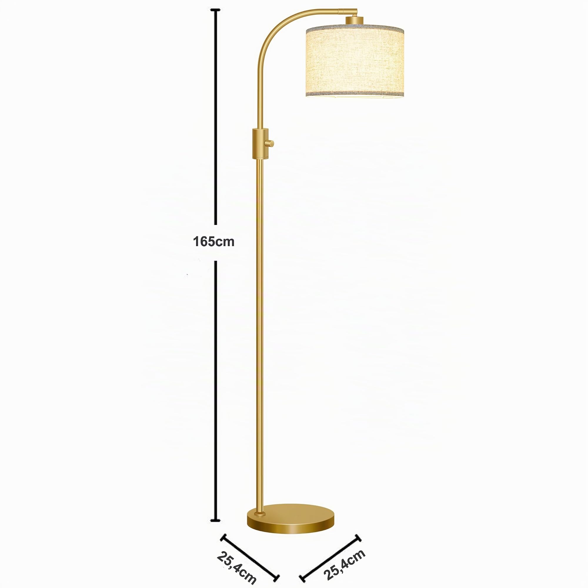 Nintiue Stehlampe Wohnzimmer, 165cm Stehleuchte Dimmbar Bogenlampe mit Drehbarer Lampenschirm und 1200lm Glühbirne, Led Stehlampe für Kinderzimmer, Büro, Schlafzimmer