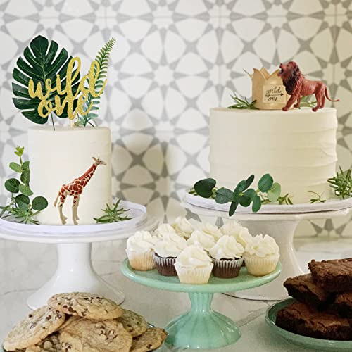 Realistic Safari Jungle Animals Cake Toppers With Plam Leaf Eucalyptus Leaves Cake Decorations For Wild Themed Birthday Baby Shower Party (Wild One) #TOP4