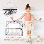 3pcs Clear Dance Garment Bags for Costumes Suits Coats with Zipper 38" Children Hanging Clothes Storage, Foldable Waterproof Dresses Cover Protector with ID Slot for Closet Travel Competitions