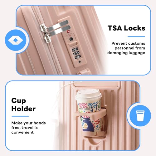 20 Inch Carry on Luggage Carry-on with Cup Holder & USB Port, Luggage with Airline Approved TSA Lock, Softside Lightweight carry on luggage 22 x 14 x 9 airline approved 360° Spinner Double Wheels4