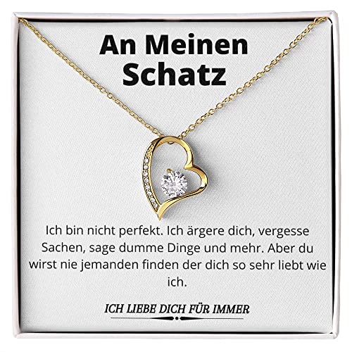 Ahnona An Meinen Schatz Kette, Geburtstagsgeschenke für Frauen,Gelbgold Beschichtet Herzkette für Freundin, Geschenkset frauen, Liebevolle Jahrestag Geschenk für Sie,