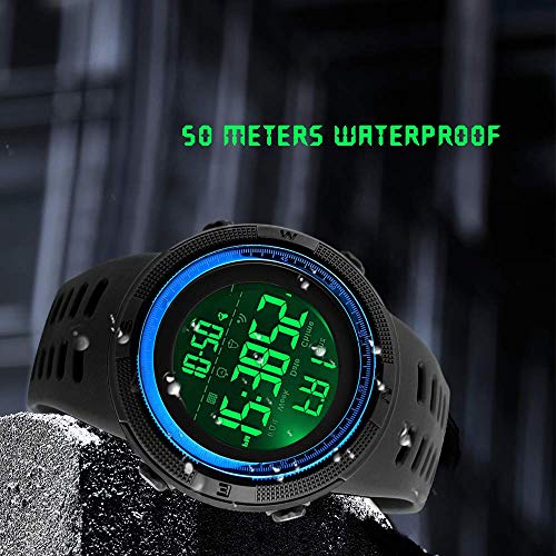 Image of FANMIS Mens Digital LED Sports Watch Military Multifunction 12H /24H Time Dual Time Alarm Countdown Back Light with Simple Design 164FT 50M Water Resistant Calendar Month Date Day Watch