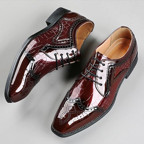 Men's Stitching Leather Lace-Up Dress Oxford Shoes Business Party Formal Shoes Comfortable Anti-Slip Pointed Toe Causal Shoes2