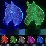 Power Generation: Berühren 7 Farben ändern Gradient Mode Tierpferdekopf Led Yorknightlights- 3D LED Schreibtisch Tischlampe Lampen-Ausgangsschlafzimmer-Partei-Dekoration ( Color : Touch One 7 Color , Emitting Color : 3D Horse )