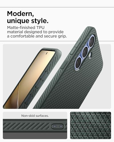 Image of Spigen for Galaxy S25 Case, Liquid Air [No Magnet Ring] [Military-Grade Protection] - Abyss Green
