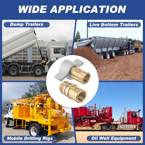 Image of 1 inch NPT Wet Line Wing Nut Hydraulic Quick Disconnect Coupler /Coupling Set, Heavy Duty Brass For Live Dump Trailer Hydraulic Systems