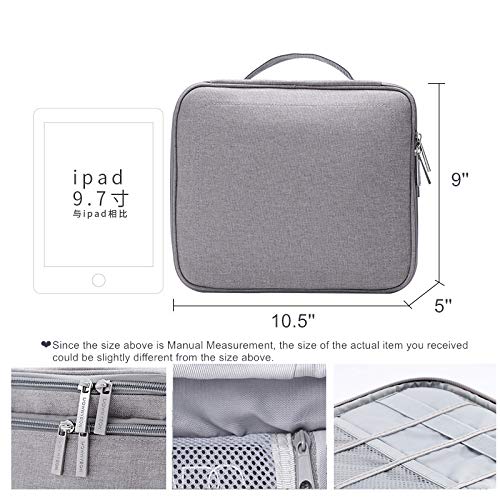 Rownyeon Makeup Train Cases Travel Makeup Bag Waterproof Portable Cosmetic Cases Organizer with Adjustable Dividers for Cosmetics Makeup Brushes Toiletry Jewelry Digital Accessories (Grey Large)