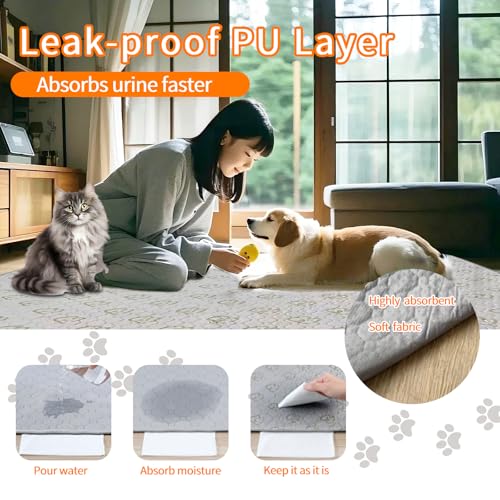 Image of Large Washable Pee Pads for Dogs, 63 inchx63 inch Reusable Puppy Pee Pads, Foldable Dog Crate Pads Prevent Leakage Non-Slip, Reusable Potty Pads for Dogs, Pet Training Pads for Floor Protector