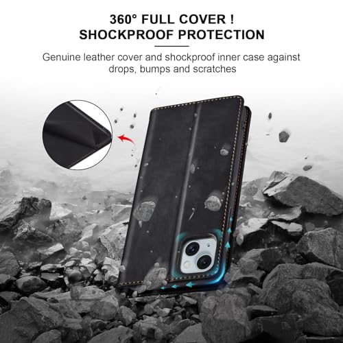 Image of Jasonyu Flip Wallet Case for iPhone 15,Black