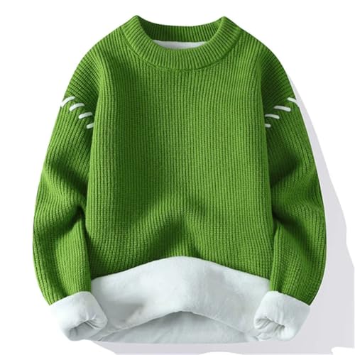 Men Winter Fleece Knit Pullovers Loose O Neck Warm Sweater Thick Knitted Pullover Sweaters4