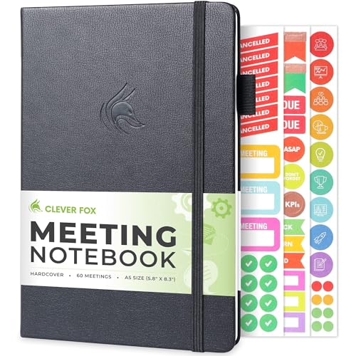 Meeting Planner A5 Clever Fox noir : optimisez vos réunions de bureau au quotidien