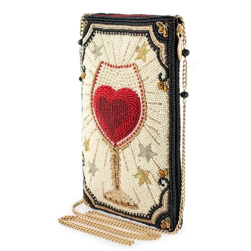 Mary Frances Cheers Beaded Wine Glass Crossbody Cell Phone Bag Clutch Novelty Purse with Heart and Starburst Design, Multicolor4