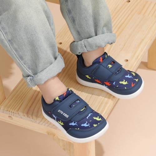 Toddler Wide Toe Box Shoes:Boys Barefoot Shoes,Baby First Walking Shoes Kids Tennis Running Sneakers, Canvas Casual Preschool Flat Non Slip Comfortable Lightweight Outdoor Navy Toddler Size 63