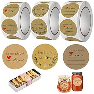 Label bakken Brown Kraft Paper Rol Kraft Papier Ronde Sticker Handgemaakte Stickers Label Ronde Handgemaakte Zelfklevende Stickers voor DIY Gift Decor Baking Label Crafts (3 stukken)