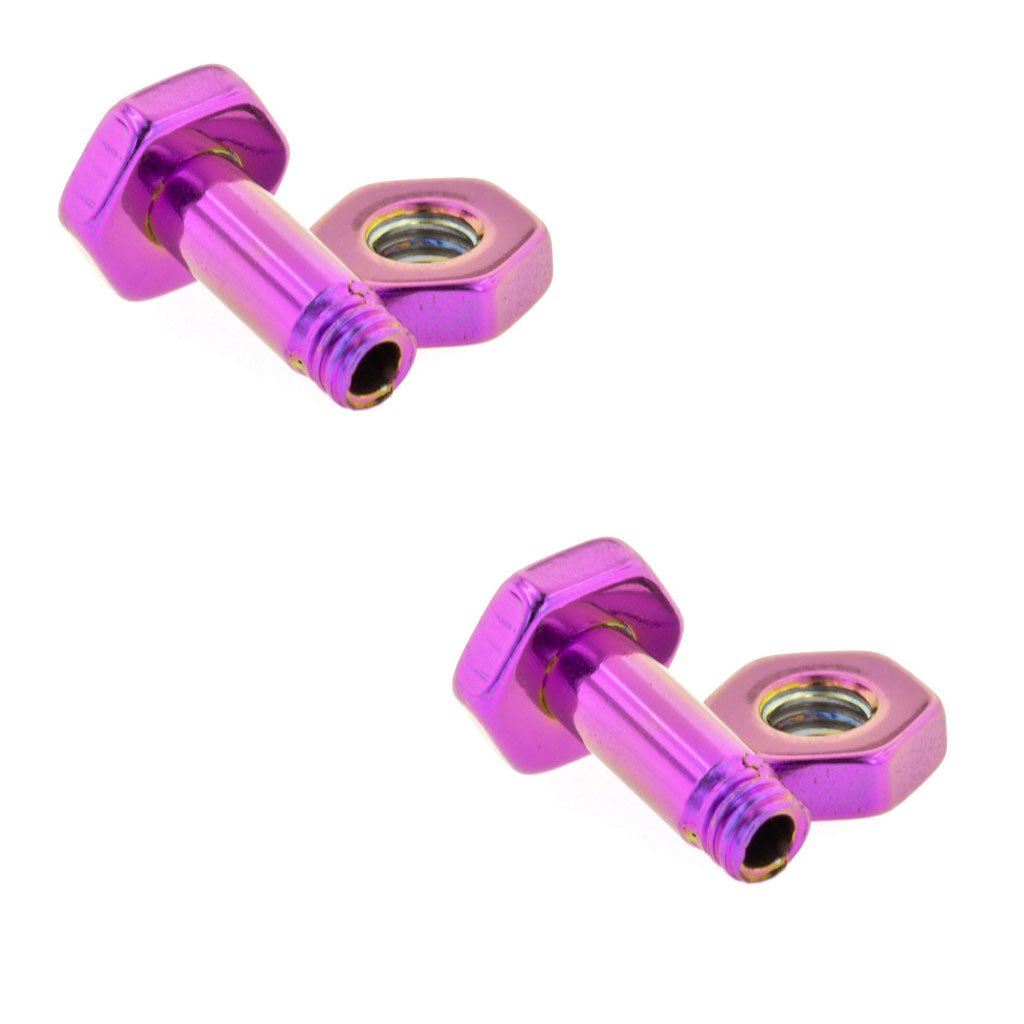 Pair of PVD Stainless Steel Hexa Threaded Flesh Tunnels: 6g 1/4" Purple