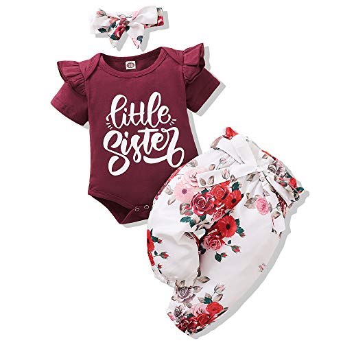 Image of Renotemy Newborn Infant Baby Girl Clothes Summer Outfits Infant Romper Pants Cute Toddler Girl Clothes Gift Set