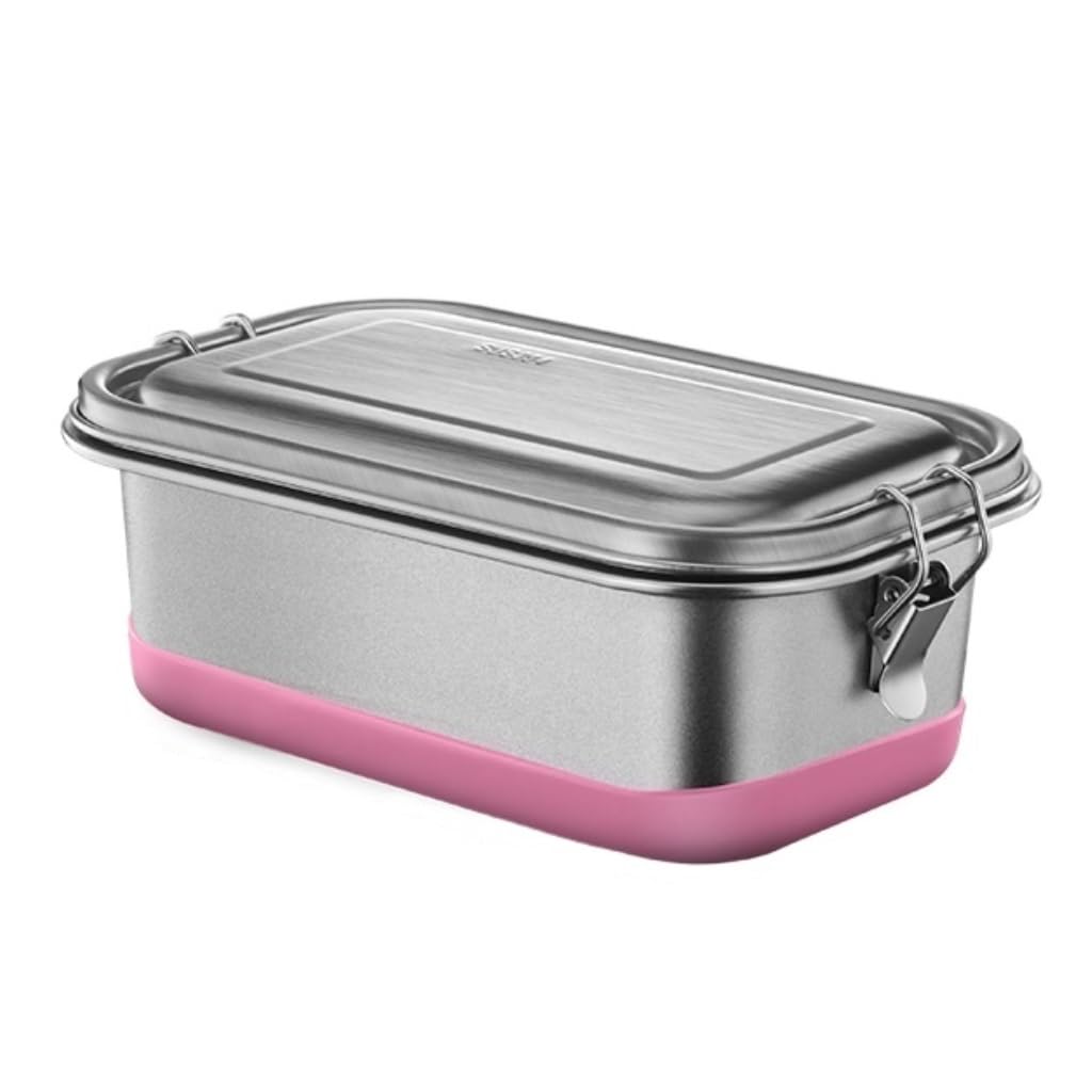 Recipientes para Alimentos Caja de acero inoxidable 304, caja de mantenimiento fresco, caja de aislamiento sellada de doble capa japonesa for exteriores para Refrigerador Frutas Vegetales ( Color : Pi