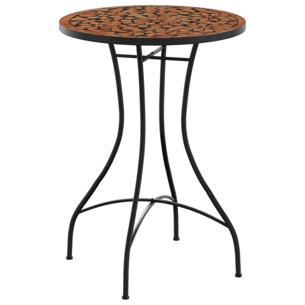 Tavolo da bistrot a mosaico, terracotta, diametro 50 x 70 cm, con piano in ceramica, stabile tavolo da giardino per balcone e terrazza, struttura in ferro verniciato a polvere, design a
