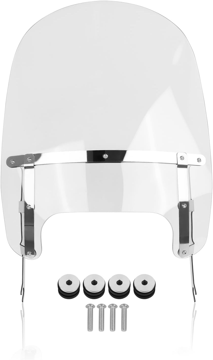 CHIFUN 18.8" Clear Windshield for 2018-2025 Fat Boy FLFB/FLFBS, 2025 2026 Fat Boy Gray Ghost FLSTFI, Windscreen Airflow Wind Deflector for Motorcycle Softtail Accessories (Chrome Clamp)