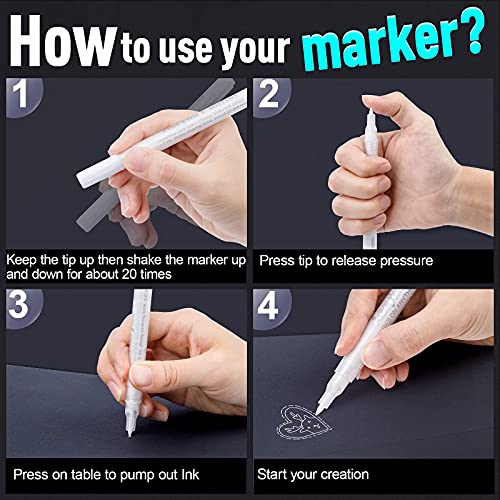 White Paint Pen Acrylic Marker: 8 Pack 0.7Mm White Paint Marker For Metal, Art, Wood, Black Paper, Plastic, Ceramic, Metallic, Rock Painting, Drawing, Extra Fine Point, Ideal For Artist & Students #TOP5
