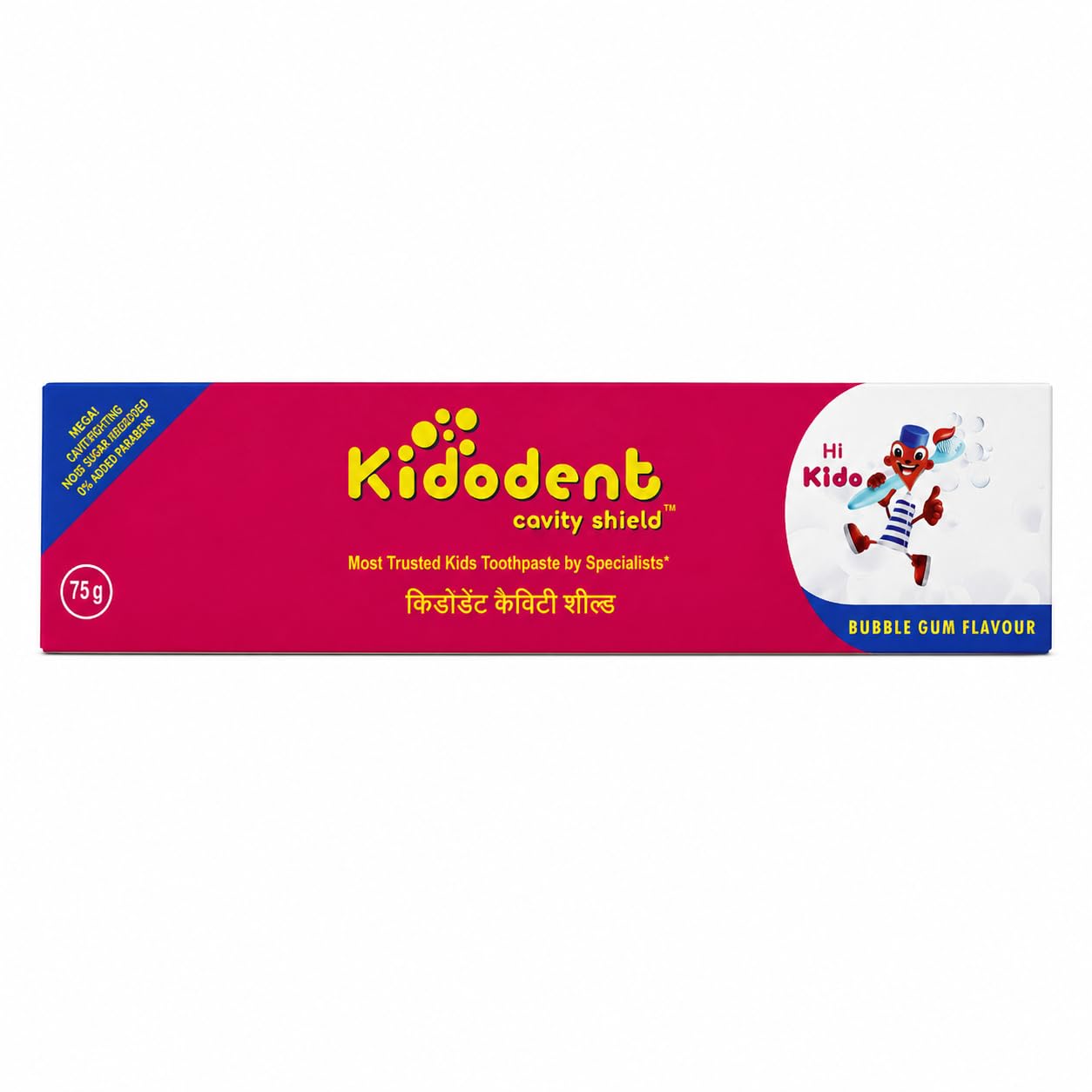 kidodent cavity shield kids toothpaste, bubble gum flavour, fluoride, 60g, for children, pack of 1