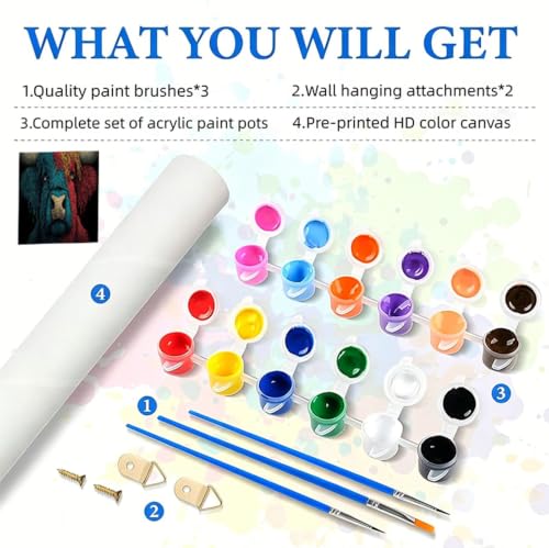 Peinture par numéro bœuf bleu 80x160cm kit numéro d'art complet