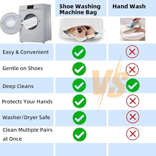 Image of Shoe Washing Machine Bag Laundry Shoe Bag for Washer and Dryer Reusable 2pc Shoe Cleaning Bags for Sneakers 360 Deep Cleaning Machine for All Shoes Types With Self-locking Zipper