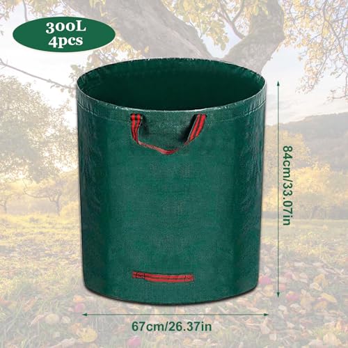 YIYADI 4er Set Gartenabfallsack,300L Gartensäcke,Selbststehend und Faltbar Laubsäcke,für Gras Laub Gartenabfall,mit 1 Paar Gartenhandschuhe