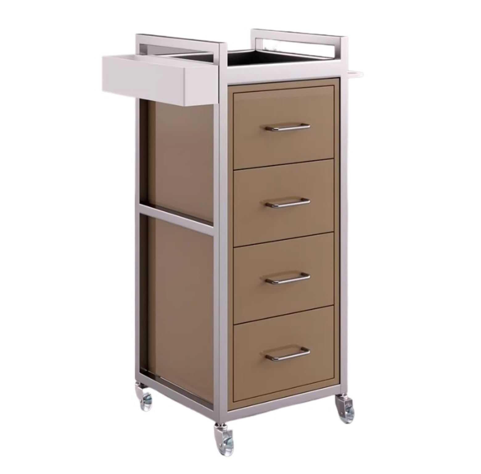 Salon 4 Drawers Rolling Cart With Wheels Mobile Hairdressing Barber For Beauty Barbershop For Shops(Bruin)
