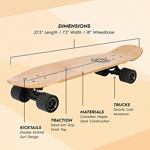 Magneto Mini Cruiser Skateboard Cruiser | 27.5" X 7.5" | Short Board | Canadian Maple Deck - Designed For Kids, Teens And Adults (Light-Bulb) #TOP1