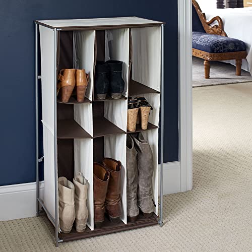 Household Essentials Transformer Boot Storage Rack, Adjustable Cubbies, Soft Poly-Cotton Fabric, Sturdy Steel Frame, Versatile And Stylish, Perfect For Short, Mid And Tall Boots, Natural And Brown #TOP1