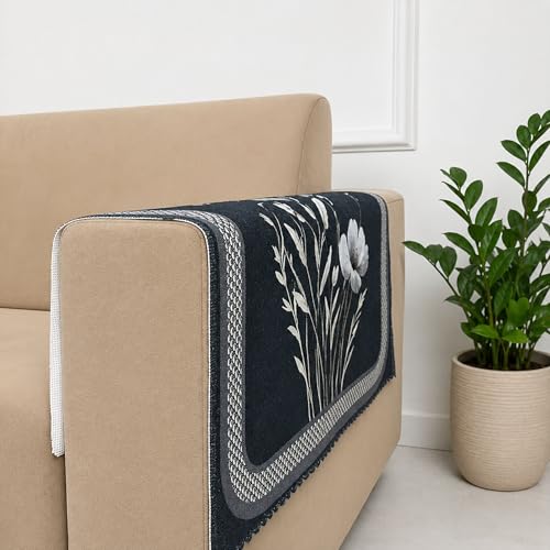 Image of Homerz Premium Waterproof Jasmine Joe Sofa Seat Cover - Floral Printed Sofa Protector | Non-Slip, Washable & Durable Sofa Protector (Grey, 1 Pair Armrest)