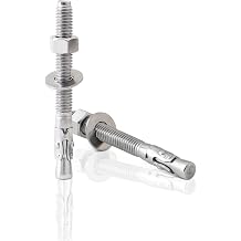 LIONMAX Stainless Steel Concrete Anchor Bolts 3/8" x 3-3/4 Inch, 12-Pack Wedge Anchors for Concrete Cement Wall Base Bracket, Rust and Corrosion Resistant