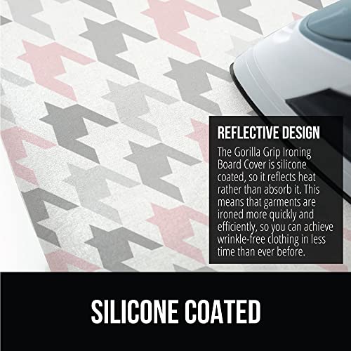 Image of Gorilla Grip Reflective Silicone Ironing Board Cover, 15x54, Fits Large and Standard Boards, Pads Resist Scorching and Staining, Elastic Edge Covers, Thick Padding, No Fasteners Needed, Houndstooth