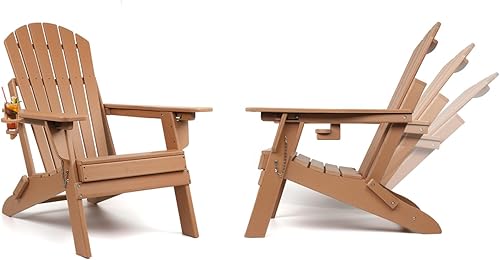 FUNBERRY Juego de 2 sillas plegables Adirondack con respaldo ajustable, sillas para hogueras de polietileno de alta densidad para todo tipo de clima