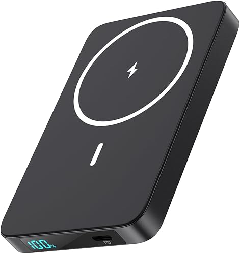 Cargador portátil magnético, banco de energía inalámbrico delgado de 5500 mAh, pantalla LCD, paquete de batería magnética, compatible con Magsafe,