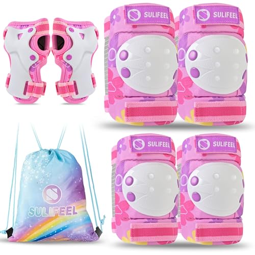Kids Knee Pads Elbow and Wrist Guards Set of 6 for Girls Youth Ages 8-14