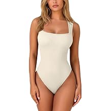 OYS Womens Bodysuit Scoop Neck Sleeveless Sexy Slim Fit Bodysuits Stretchy Basic Body Tops