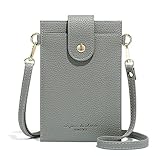 Valentoria レディース クロスボディ 携帯電話バッグ スモール ショルダー パース カード ウォレット サッチェル ポーチ, グレー, S
